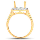 0.51 Carat Genuine White Diamond 14K Yellow Gold Semi Mount Ring - holds 10x8mm Cushion Gemstone-7
