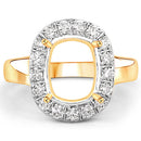0.51 Carat Genuine White Diamond 14K Yellow Gold Semi Mount Ring - holds 10x8mm Cushion Gemstone-8