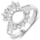 0.58 Carat Genuine White Diamond 14K White Gold Semi Mount Ring - holds 9.00mm Round Gemstone-5
