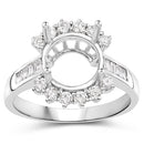 0.58 Carat Genuine White Diamond 14K White Gold Semi Mount Ring - holds 9.00mm Round Gemstone-6