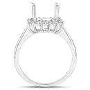 0.58 Carat Genuine White Diamond 14K White Gold Semi Mount Ring - holds 9.00mm Round Gemstone-7