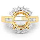 0.58 Carat Genuine White Diamond 14K Yellow Gold Semi Mount Ring - holds 9.00mm Round Gemstone-8