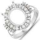 0.83 Carat Genuine White Diamond 14K White Gold Semi Mount Ring - holds 11x9mm Oval Gemstone-5