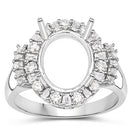 0.83 Carat Genuine White Diamond 14K White Gold Semi Mount Ring - holds 11x9mm Oval Gemstone-6