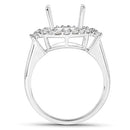 0.83 Carat Genuine White Diamond 14K White Gold Semi Mount Ring - holds 11x9mm Oval Gemstone-7