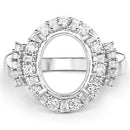 0.83 Carat Genuine White Diamond 14K White Gold Semi Mount Ring - holds 11x9mm Oval Gemstone-8