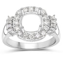 0.73 Carat Genuine White Diamond 14K White Gold Semi Mount Ring - holds 8x8mm Cushion Gemstone-6
