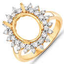 0.79 Carat Genuine White Diamond 14K Yellow Gold Semi Mount Ring - holds 11x9mm Oval Gemstone-5