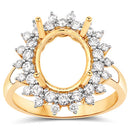 0.79 Carat Genuine White Diamond 14K Yellow Gold Semi Mount Ring - holds 11x9mm Oval Gemstone-6
