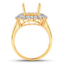 0.79 Carat Genuine White Diamond 14K Yellow Gold Semi Mount Ring - holds 11x9mm Oval Gemstone-7