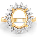 0.79 Carat Genuine White Diamond 14K Yellow Gold Semi Mount Ring - holds 11x9mm Oval Gemstone-8