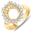 0.54 Carat Genuine White Diamond 14K Yellow Gold Semi Mount Ring - holds 11x9mm Oval Gemstone-5