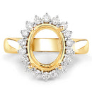 0.54 Carat Genuine White Diamond 14K Yellow Gold Semi Mount Ring - holds 11x9mm Oval Gemstone-8