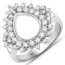 0.89 Carat Genuine White Diamond 14K White Gold Semi Mount Ring - holds 11x9mm Pear Gemstone-5