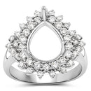 0.89 Carat Genuine White Diamond 14K White Gold Semi Mount Ring - holds 11x9mm Pear Gemstone-6