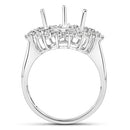 0.89 Carat Genuine White Diamond 14K White Gold Semi Mount Ring - holds 11x9mm Pear Gemstone-7