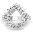 0.89 Carat Genuine White Diamond 14K White Gold Semi Mount Ring - holds 11x9mm Pear Gemstone-8