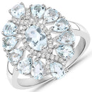 1.89 Carat Genuine Aquamarine and White Topaz .925 Sterling Silver Ring-4