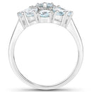 1.89 Carat Genuine Aquamarine and White Topaz .925 Sterling Silver Ring-5