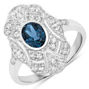 1.32 Carat Genuine London Blue Topaz and White Topaz .925 Sterling Silver Ring-5