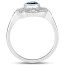 1.32 Carat Genuine London Blue Topaz and White Topaz .925 Sterling Silver Ring-6