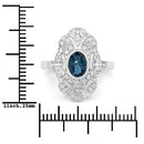 1.32 Carat Genuine London Blue Topaz and White Topaz .925 Sterling Silver Ring-7