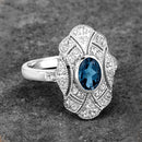 1.32 Carat Genuine London Blue Topaz and White Topaz .925 Sterling Silver Ring-8