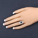 1.32 Carat Genuine London Blue Topaz and White Topaz .925 Sterling Silver Ring-9