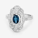 1.32 Carat Genuine London Blue Topaz and White Topaz .925 Sterling Silver Ring-10