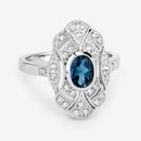 1.32 Carat Genuine London Blue Topaz and White Topaz .925 Sterling Silver Ring-11