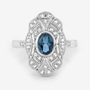 1.32 Carat Genuine London Blue Topaz and White Topaz .925 Sterling Silver Ring-14