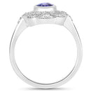 1.17 Carat Genuine Tanzanite and White Topaz .925 Sterling Silver Ring-6