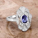 1.17 Carat Genuine Tanzanite and White Topaz .925 Sterling Silver Ring-8