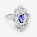 1.17 Carat Genuine Tanzanite and White Topaz .925 Sterling Silver Ring-11