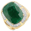 14K Yellow Gold Plated 10.51 Carat Dyed Emerald and White Topaz .925 Sterling Silver Ring-2