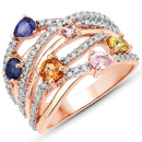 1.51 Carat Genuine Multi Sapphire .925 Sterling Silver Ring-2