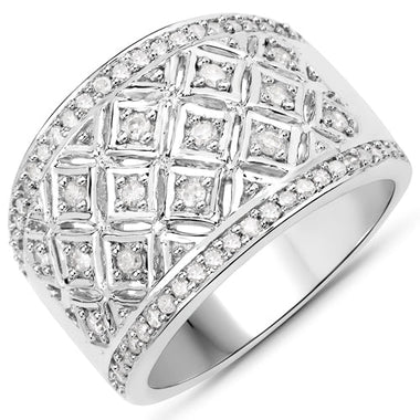 0.52 Carat Genuine White Diamond .925 Sterling Silver Ring - 0