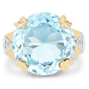 14K Yellow Gold Plated 12.98 Carat Genuine Blue Topaz and White Topaz .925 Sterling Silver Ring-8