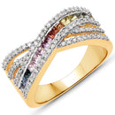 1.19 Carat Genuine Multi Sapphire .925 Sterling Silver Ring-2