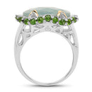 Two Tone Plated 9.12 Carat Genuine Milky Aquamarine and Chrome Diopside .925 Sterling Silver Ring-5
