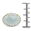 Two Tone Plated 9.12 Carat Genuine Milky Aquamarine and Chrome Diopside .925 Sterling Silver Ring-6