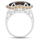 9.58 Carat Genuine Smoky Quartz and Citrine .925 Sterling Silver Ring-5
