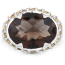 9.58 Carat Genuine Smoky Quartz and Citrine .925 Sterling Silver Ring-6