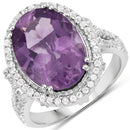 5.55 Carat Genuine Amethyst & White Topaz .925 Sterling Silver Ring-4