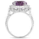 5.55 Carat Genuine Amethyst & White Topaz .925 Sterling Silver Ring-5