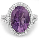 5.55 Carat Genuine Amethyst & White Topaz .925 Sterling Silver Ring-6