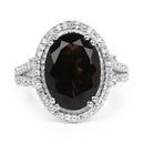 5.80 Carat Genuine Smoky Quartz & White Topaz .925 Sterling Silver Ring-6