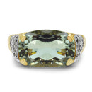 14K Yellow Gold Plated 6.81 Carat Genuine Green Amethyst & White Topaz .925 Sterling Silver Ring-6