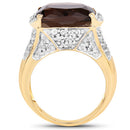6.65 Carat Genuine Smoky Quartz and White Topaz .925 Sterling Silver Ring-5