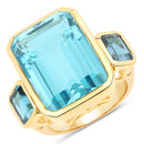 17.70 Carat Genuine Pariba Quartz and London Blue Topaz .925 Sterling Silver Ring-2